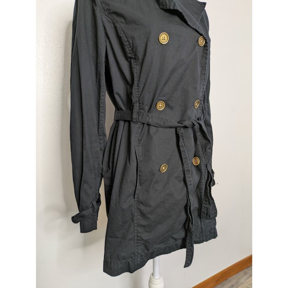 Michael Kors Black Double Breasted Belted Trench Coat / Jacket Womens Size M - Picture 5 of 10